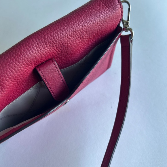 Michael Kors Raspberry Pebble Genuine Leather Crossbody Strap Wallet. - Picture 13 of 13